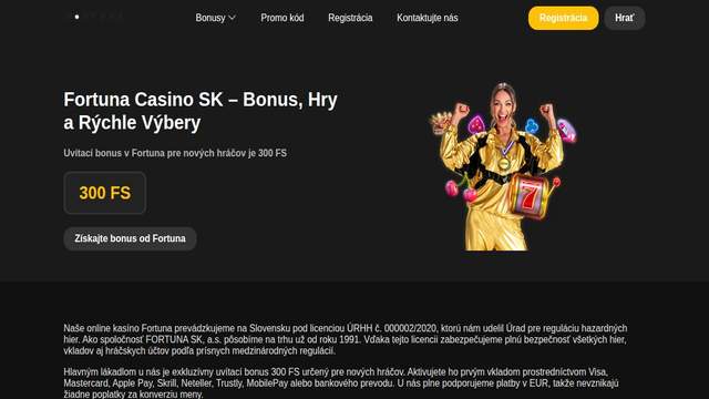Fortuna Slovakia casino screenshot
